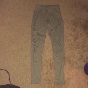 Navy green wholed leggings